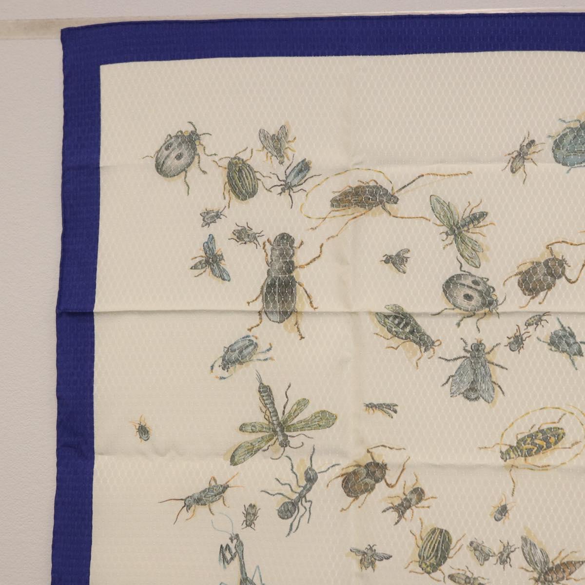 HERMES Carre 90 Scarf Silk Blue White Auth ki6720M