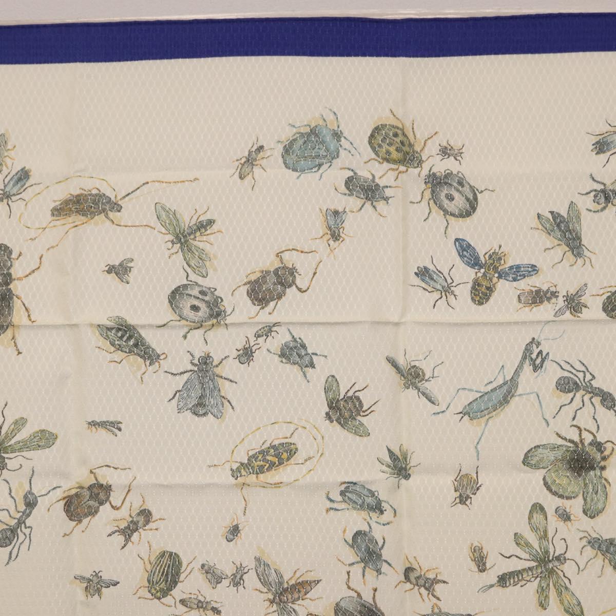 HERMES Carre 90 Scarf Silk Blue White Auth ki6720M
