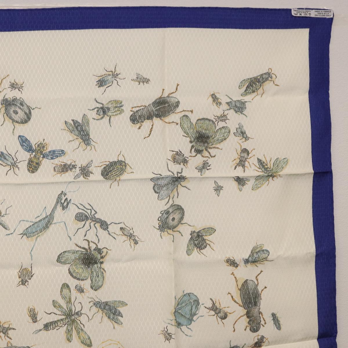 HERMES Carre 90 Scarf Silk Blue White Auth ki6720M