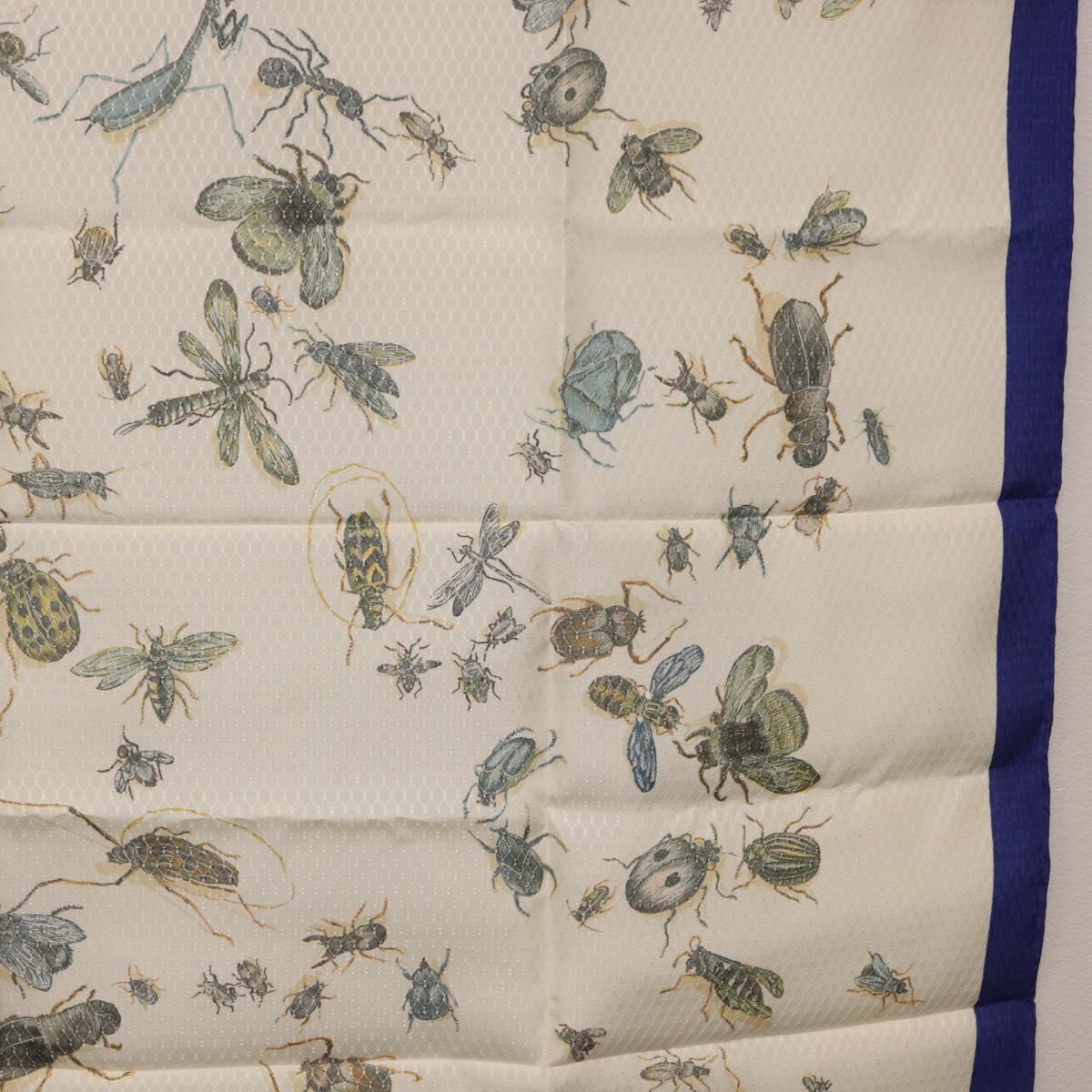 HERMES Carre 90 Scarf Silk Blue White Auth ki6720M