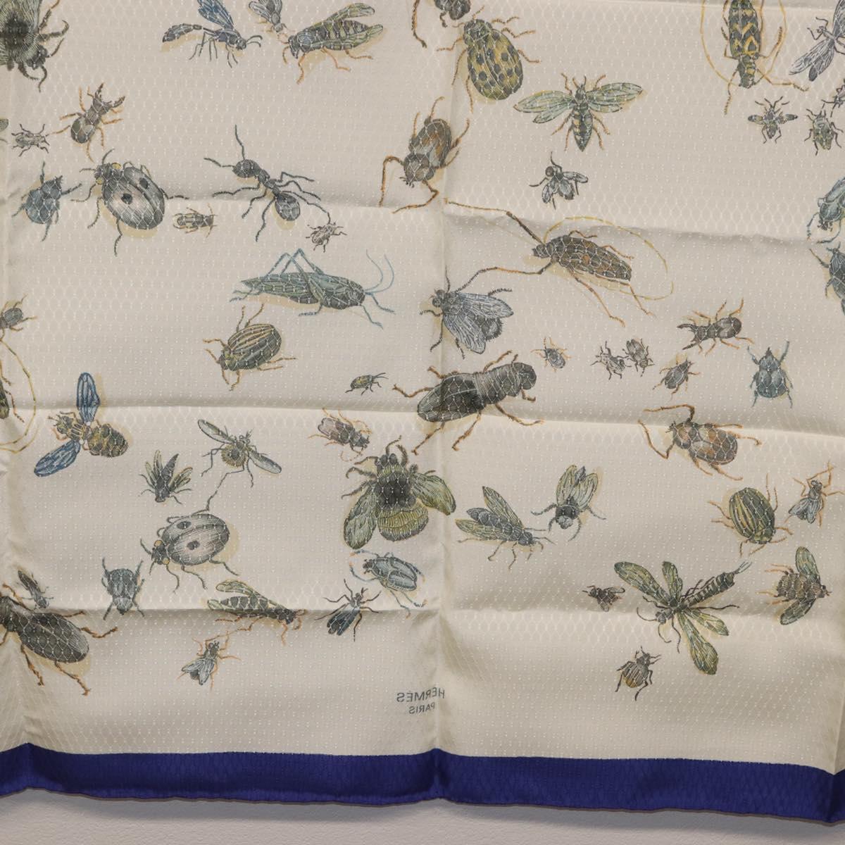 HERMES Carre 90 Scarf Silk Blue White Auth ki6720M