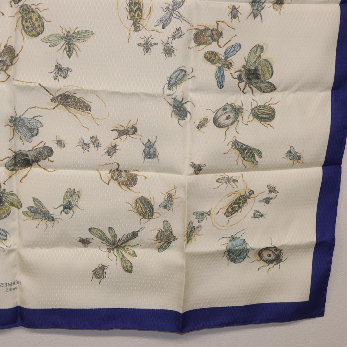 HERMES Carre 90 Scarf Silk Blue White Auth ki6720M