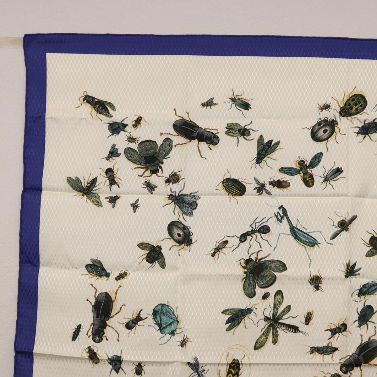 HERMES Carre 90 Scarf Silk Blue White Auth ki6720M