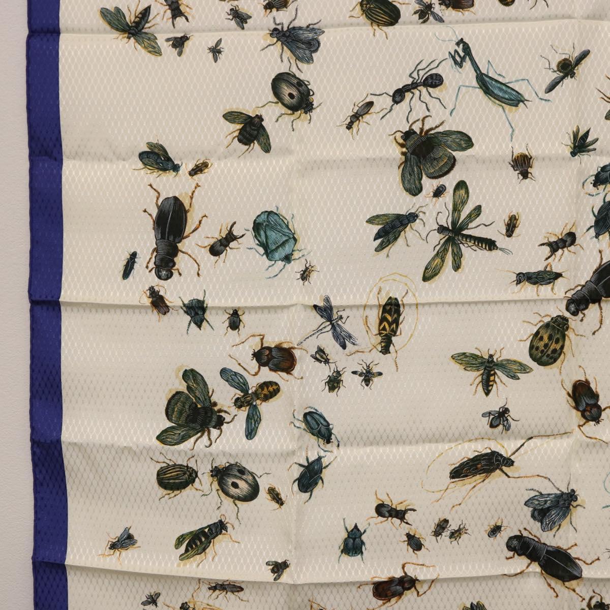HERMES Carre 90 Scarf Silk Blue White Auth ki6720M