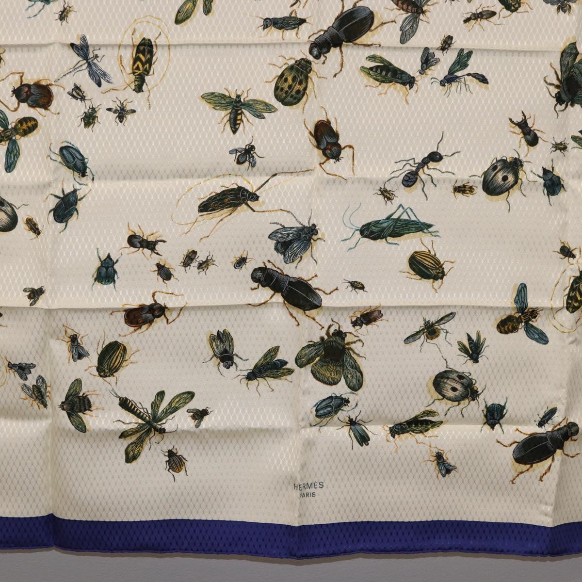 HERMES Carre 90 Scarf Silk Blue White Auth ki6720M