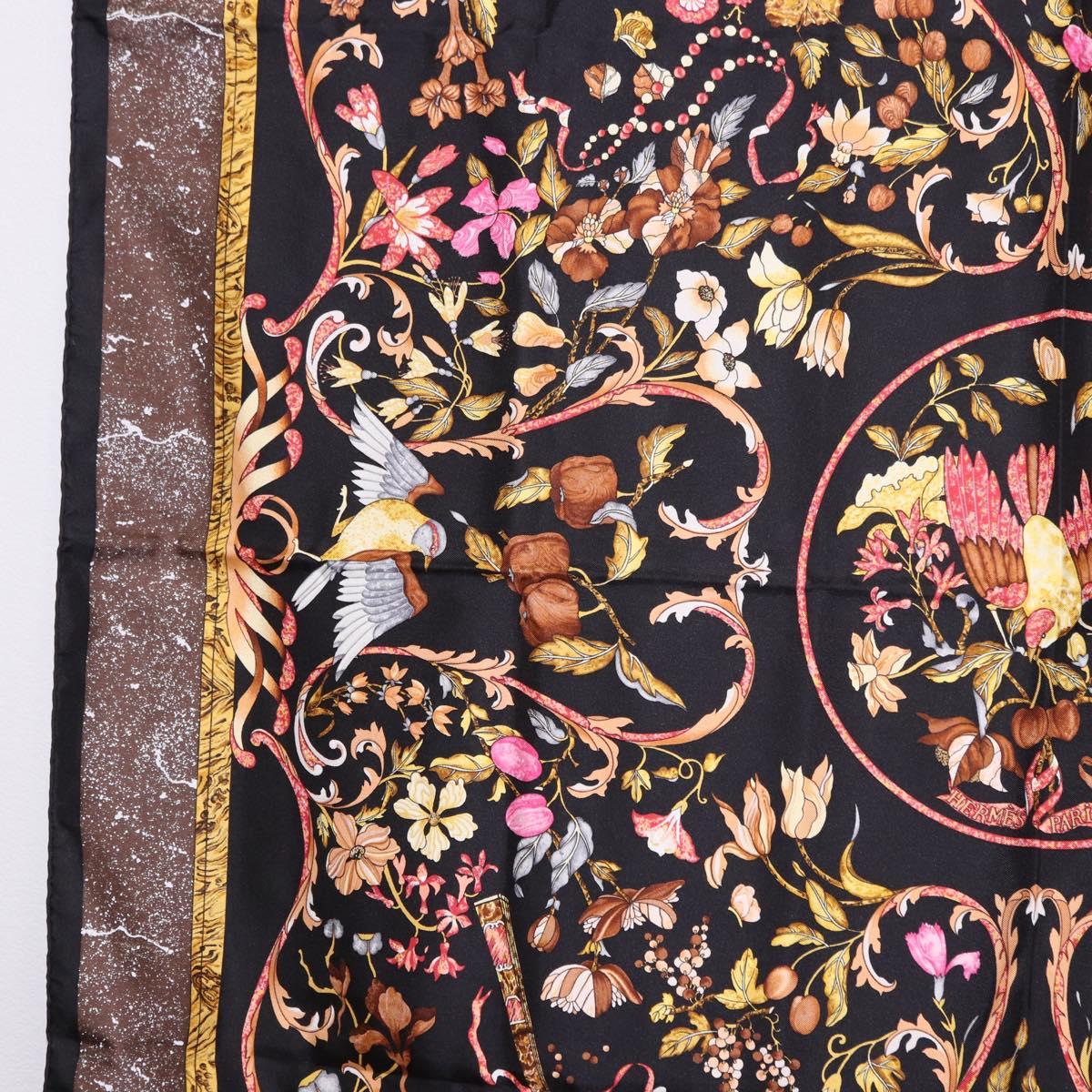 HERMES Carre 90 Scarf Silk ""PiERRES d' ORiENT et d' OCCiDENT Black Auth ki6722