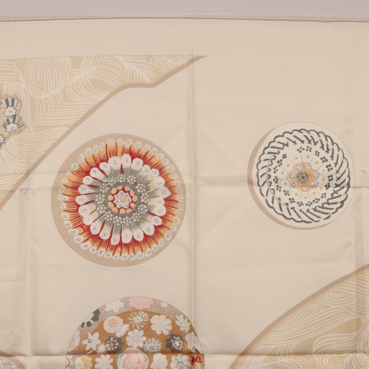 HERMES Carre 90 Scarf Silk Beige Auth ki6723M