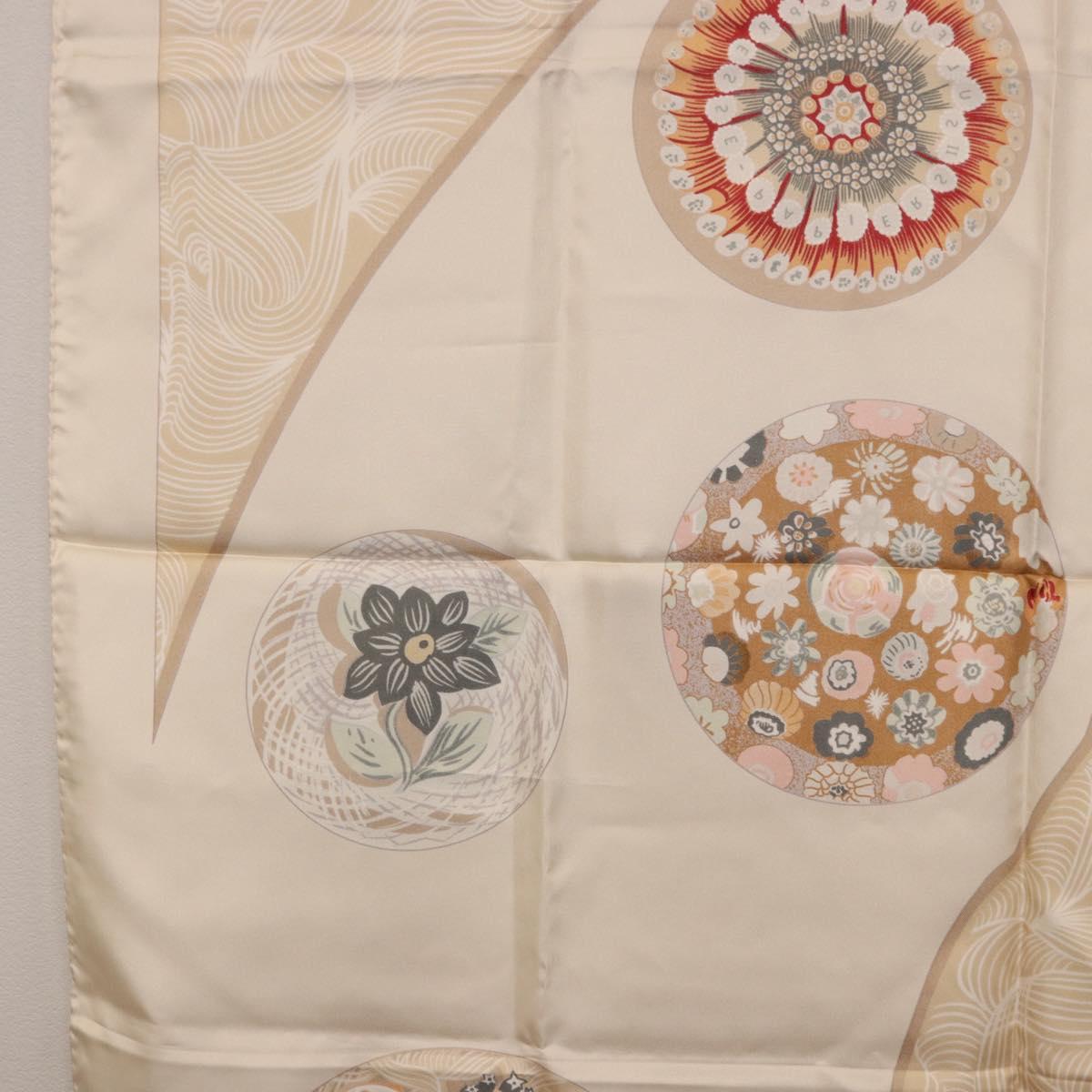 HERMES Carre 90 Scarf Silk Beige Auth ki6723M