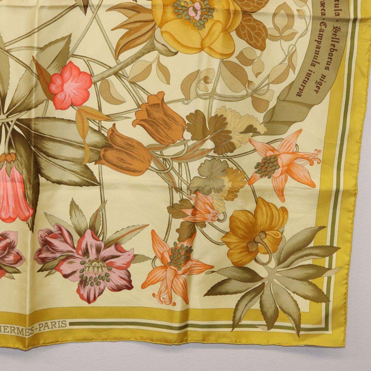 HERMES Carre 90 Scarf Silk Yellow Auth ki6725