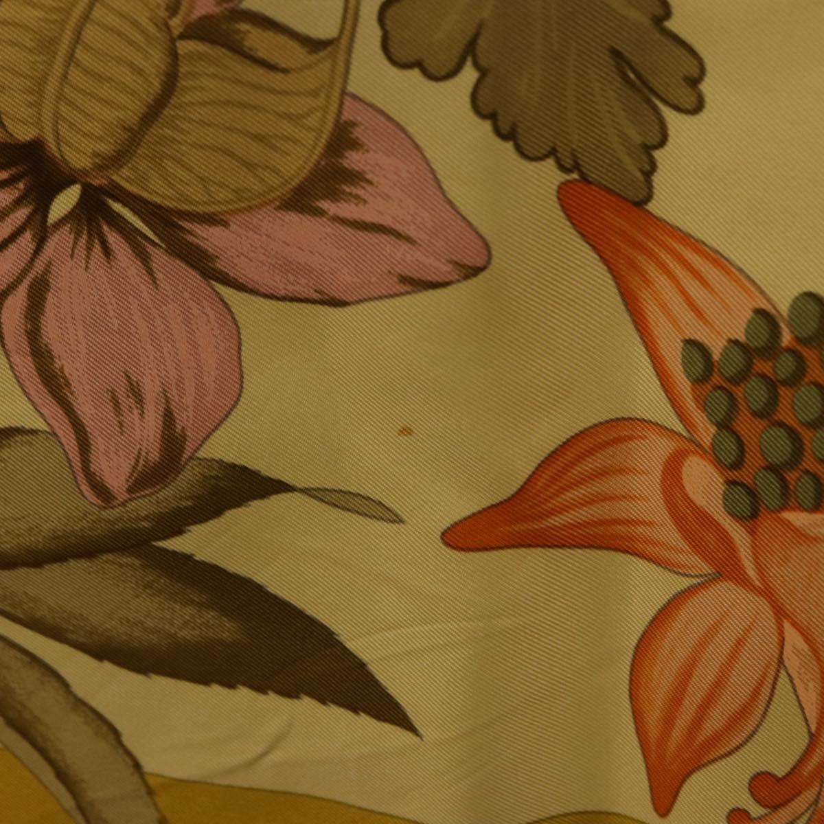 HERMES Carre 90 Scarf Silk Yellow Auth ki6725
