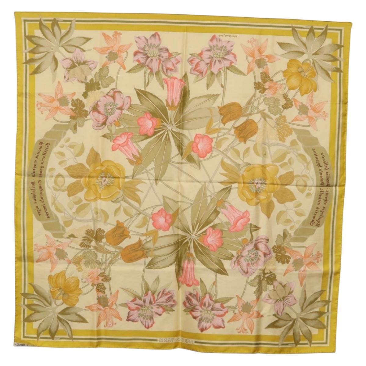 HERMES Carre 90 Scarf Silk Yellow Auth ki6725