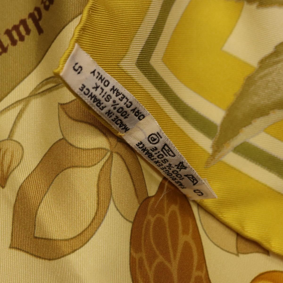 HERMES Carre 90 Scarf Silk Yellow Auth ki6725