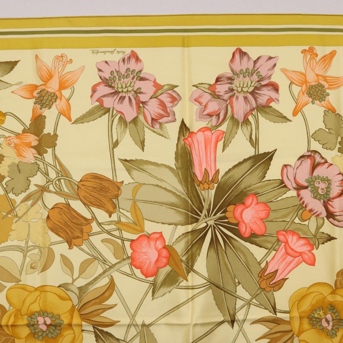 HERMES Carre 90 Scarf Silk Yellow Auth ki6725