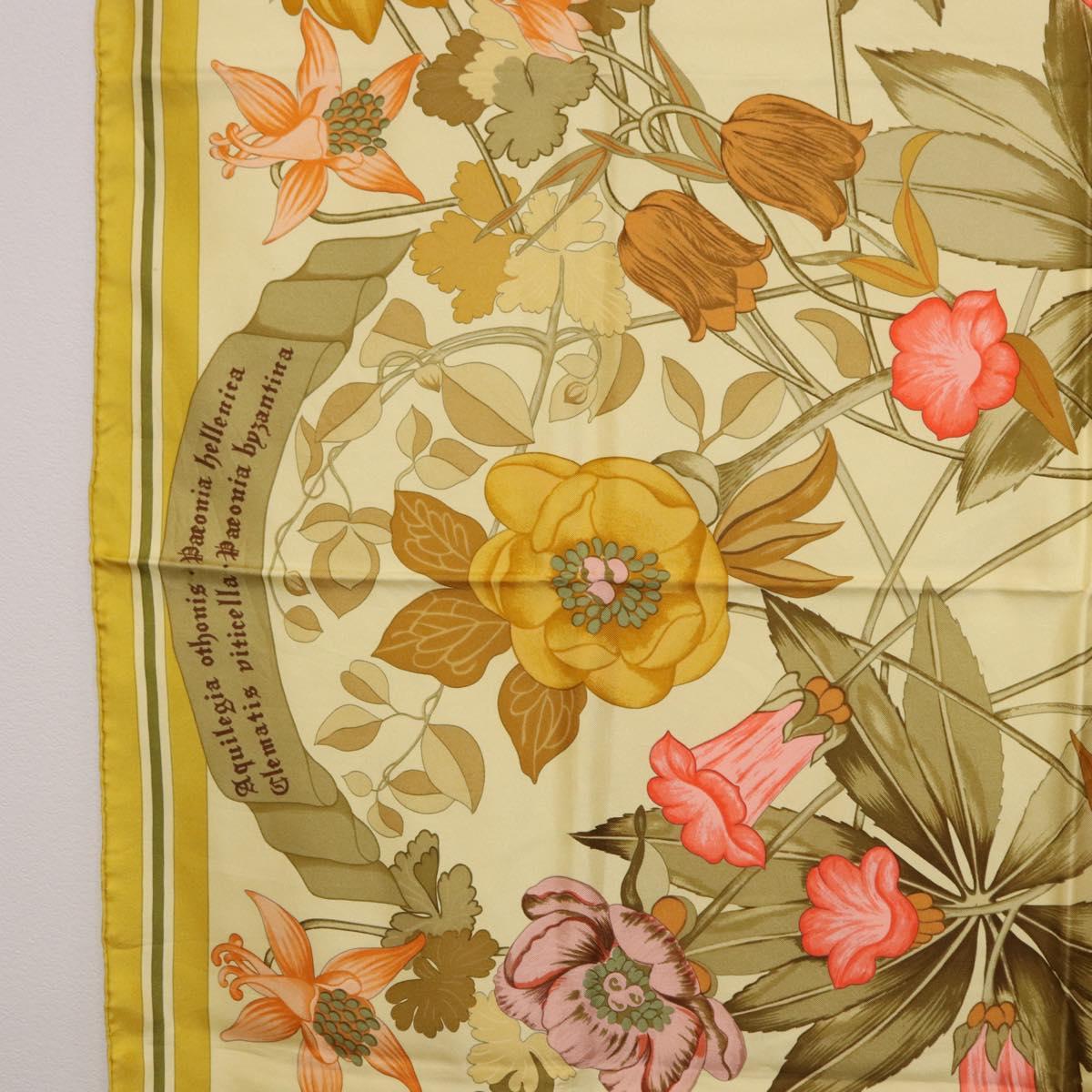 HERMES Carre 90 Scarf Silk Yellow Auth ki6725