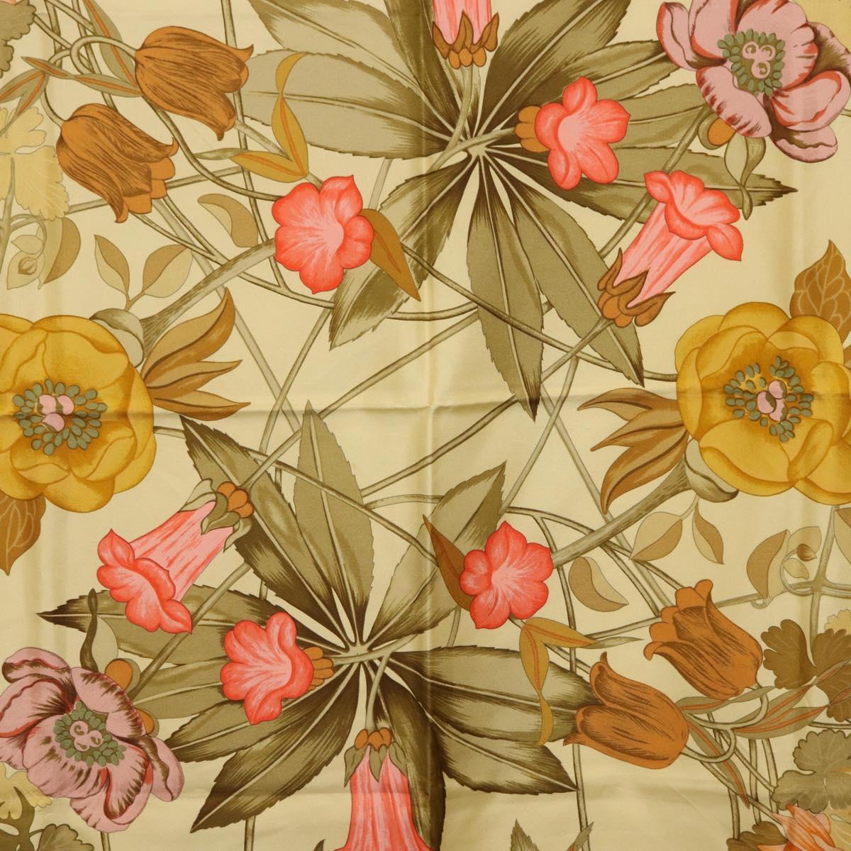 HERMES Carre 90 Scarf Silk Yellow Auth ki6725