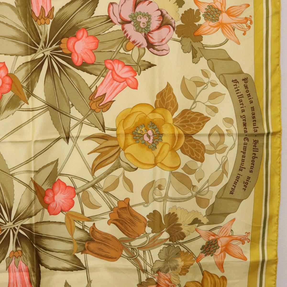 HERMES Carre 90 Scarf Silk Yellow Auth ki6725