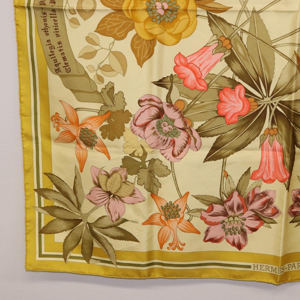 HERMES Carre 90 Scarf Silk Yellow Auth ki6725