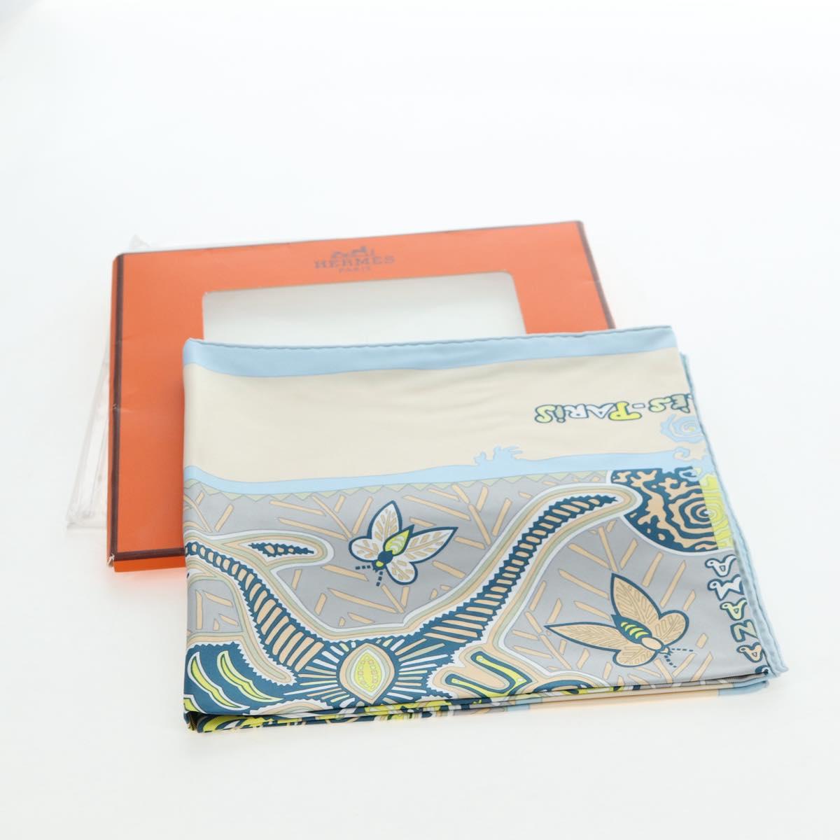 HERMES Carre 90 Scarf Silk ”LEGENDE KUNA PEUPLE DE PANAMA"" Blue Auth ki6728M