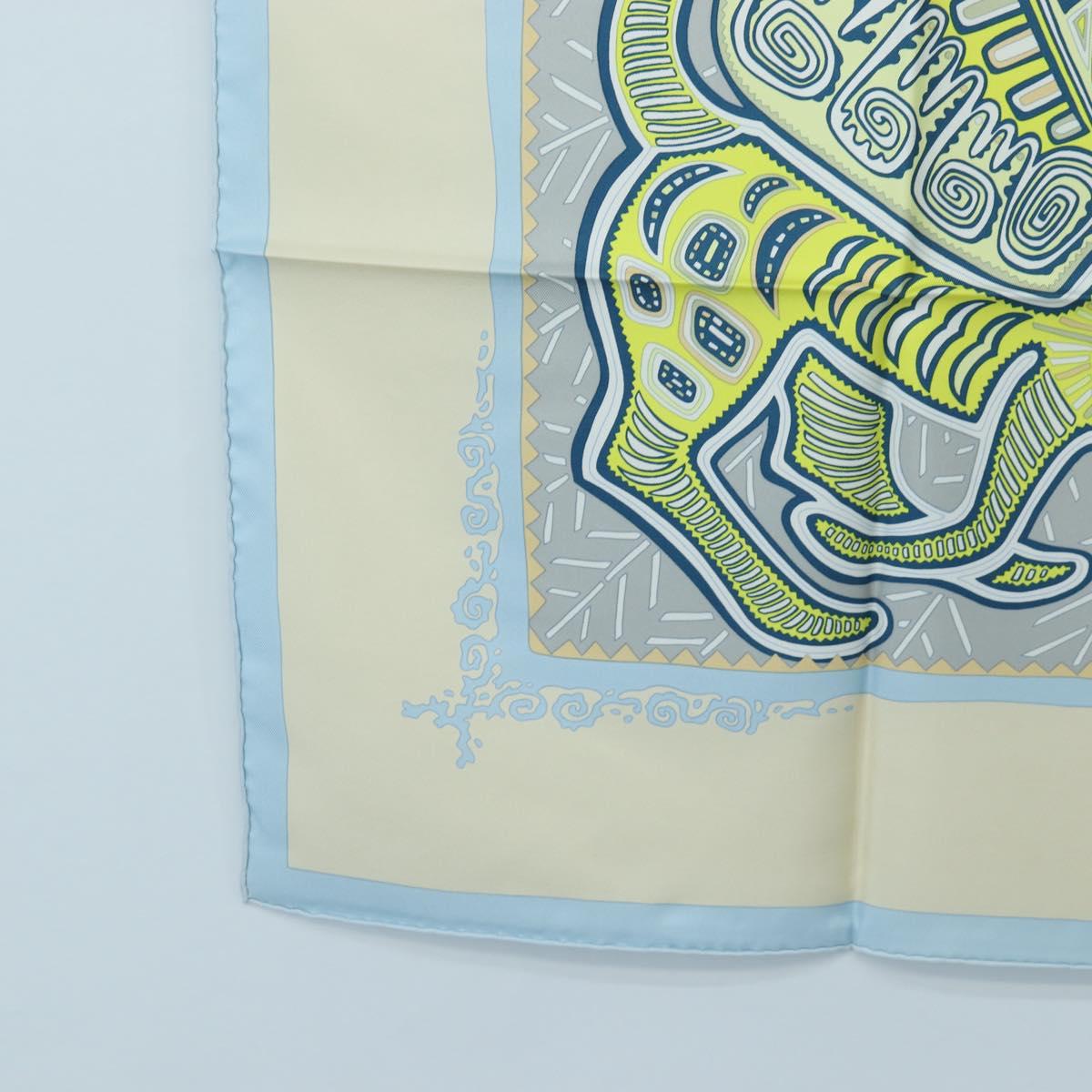 HERMES Carre 90 Scarf Silk ”LEGENDE KUNA PEUPLE DE PANAMA"" Blue Auth ki6728M