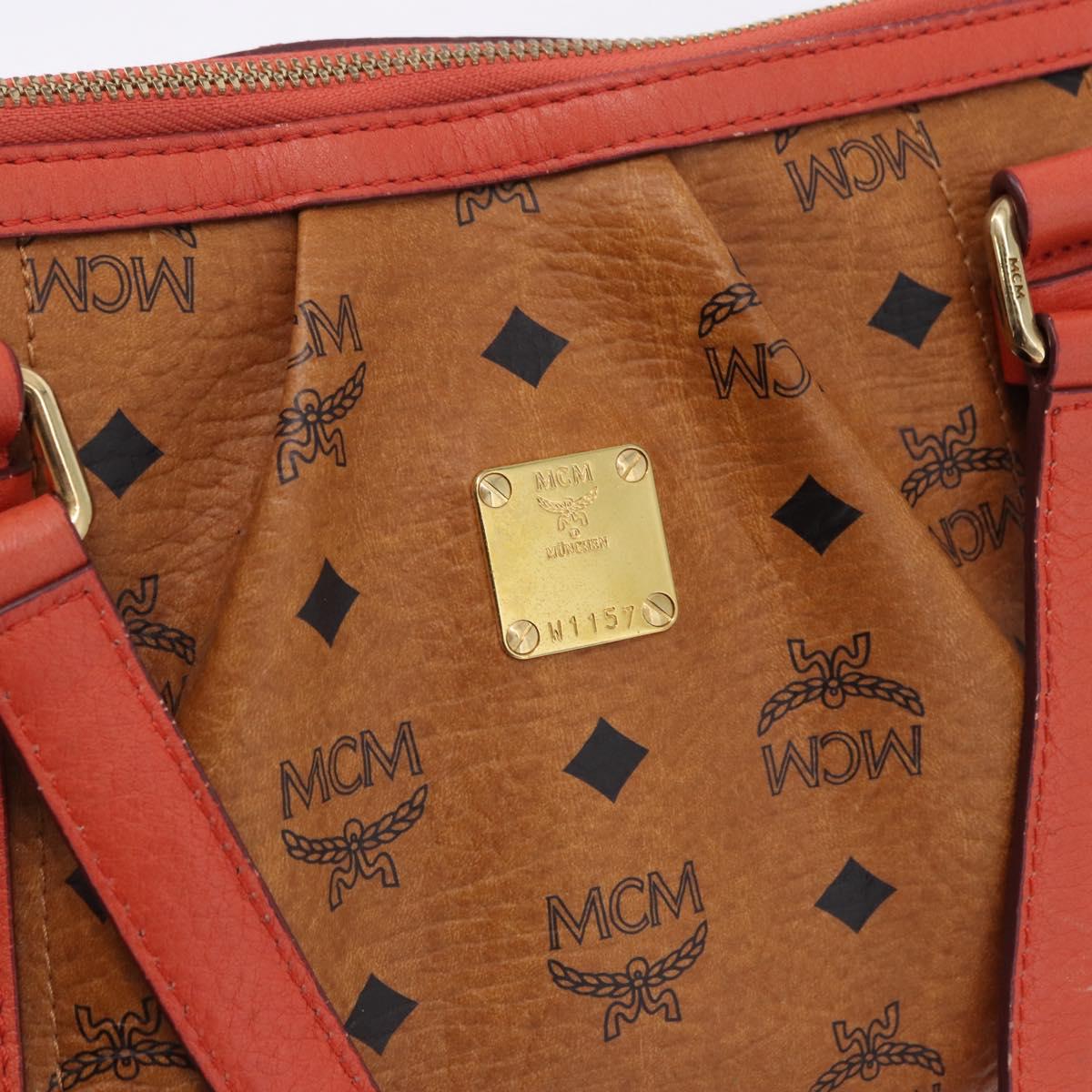 MCM Vicetos Tote Bag PVC Leather 2way Brown Gold Tone Auth ki6729A