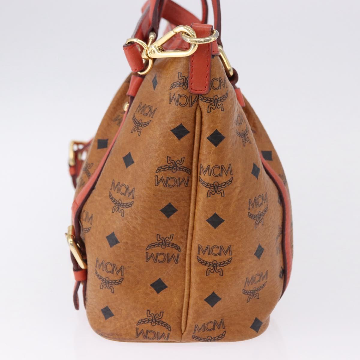 MCM Vicetos Tote Bag PVC Leather 2way Brown Gold Tone Auth ki6729A