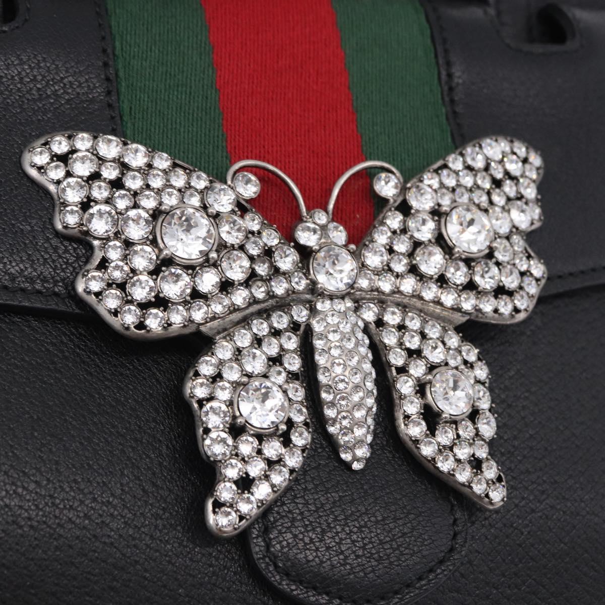 GUCCI Bijou Butterfly Hand Bag Leather 2way 505342 Auth ki6730V