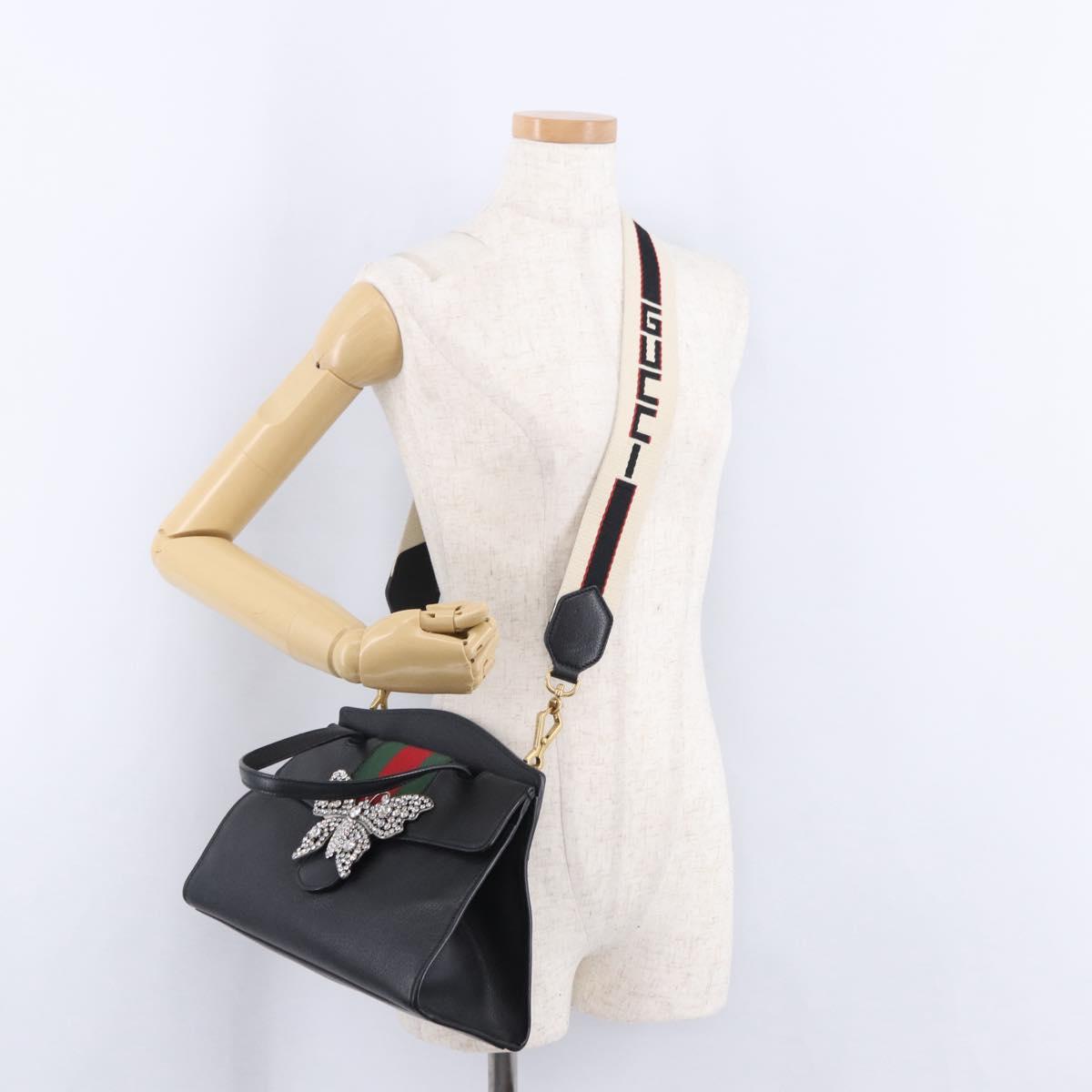GUCCI Bijou Butterfly Hand Bag Leather 2way 505342 Auth ki6730V