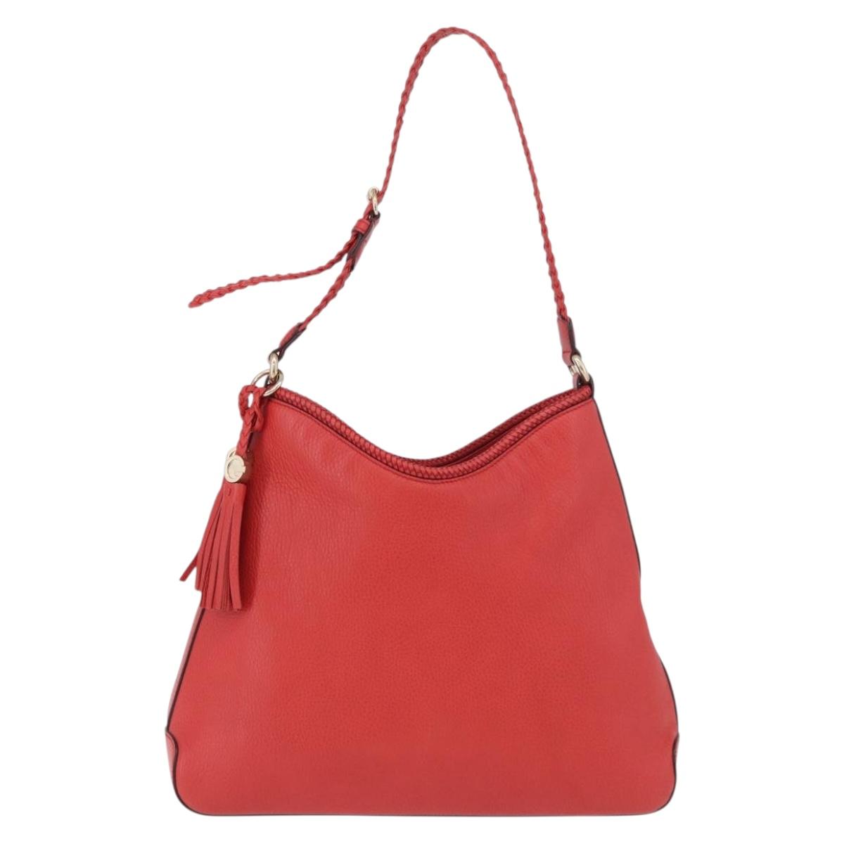 GUCCI Hobo Shoulder Bag Leather Orange Gold Tone 336659 Auth ki6731V