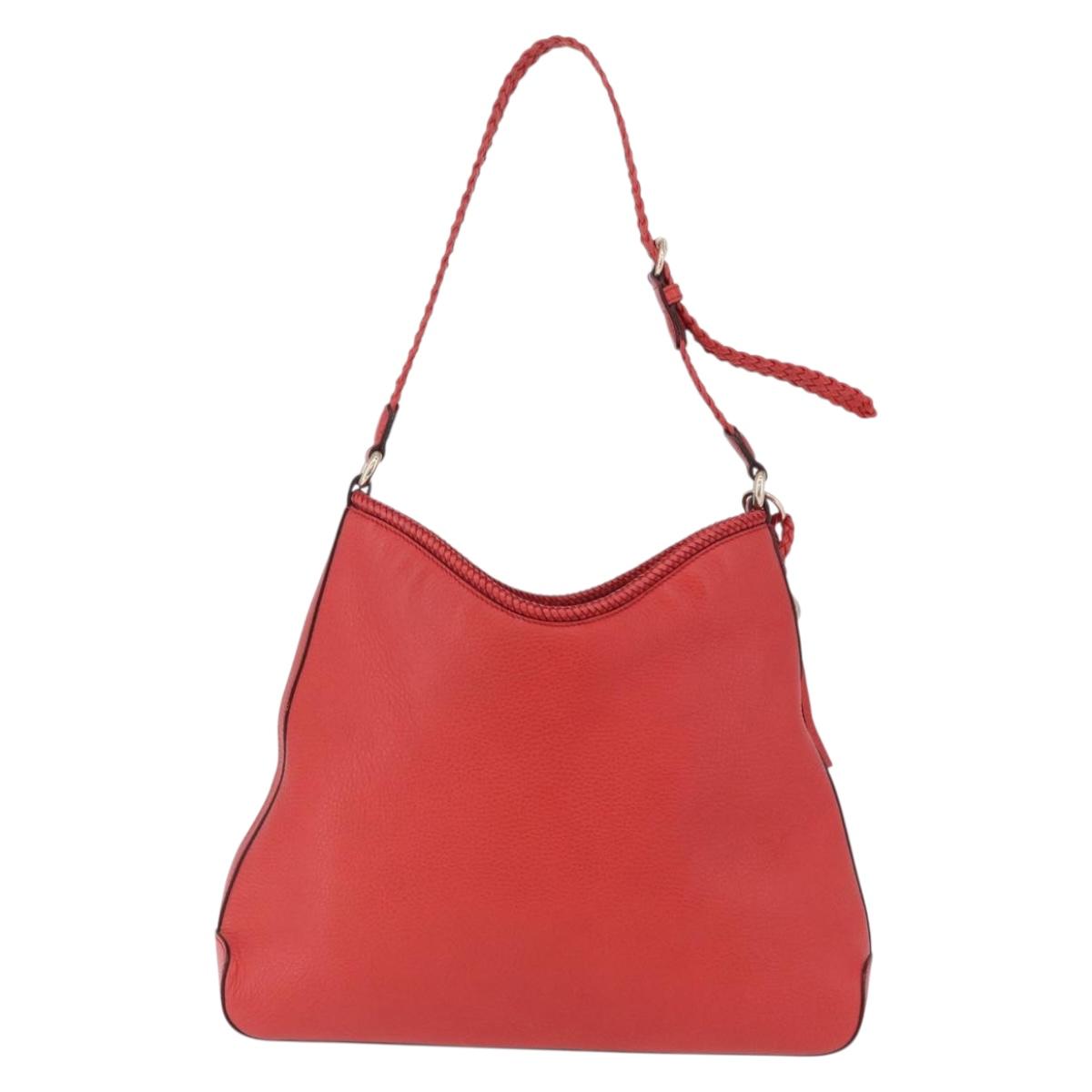 GUCCI Hobo Shoulder Bag Leather Orange Gold Tone 336659 Auth ki6731V