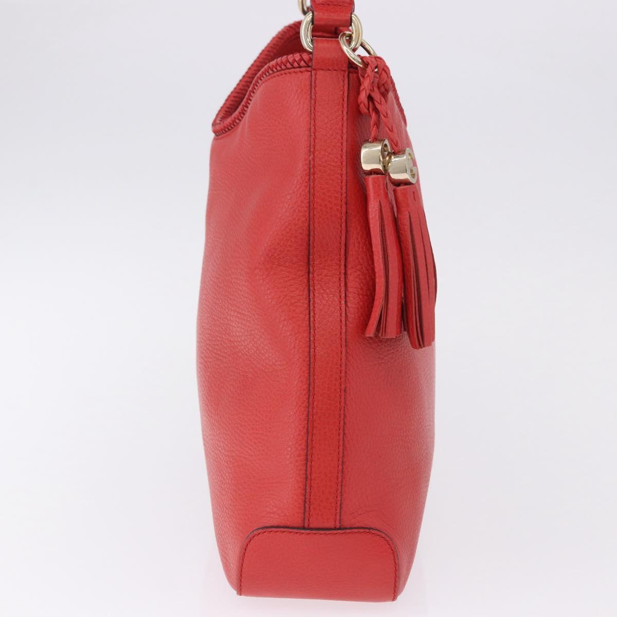 GUCCI Hobo Shoulder Bag Leather Orange Gold Tone 336659 Auth ki6731V