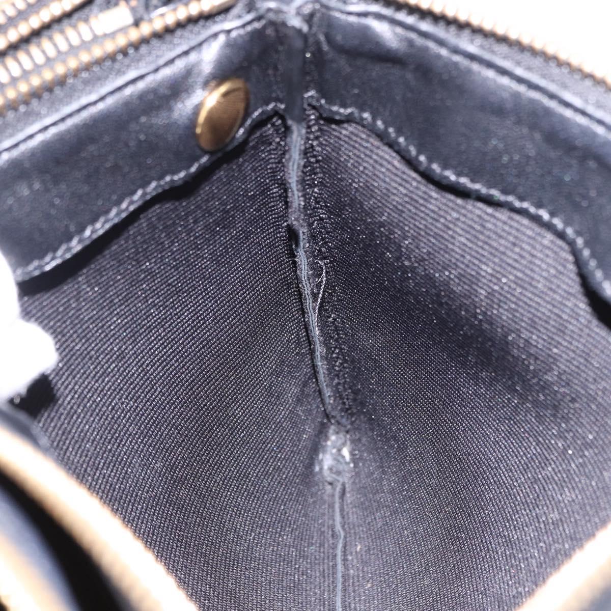 CELINE Trio Large Shoulder Bag Leather Black Gold Tone Auth ki6732V