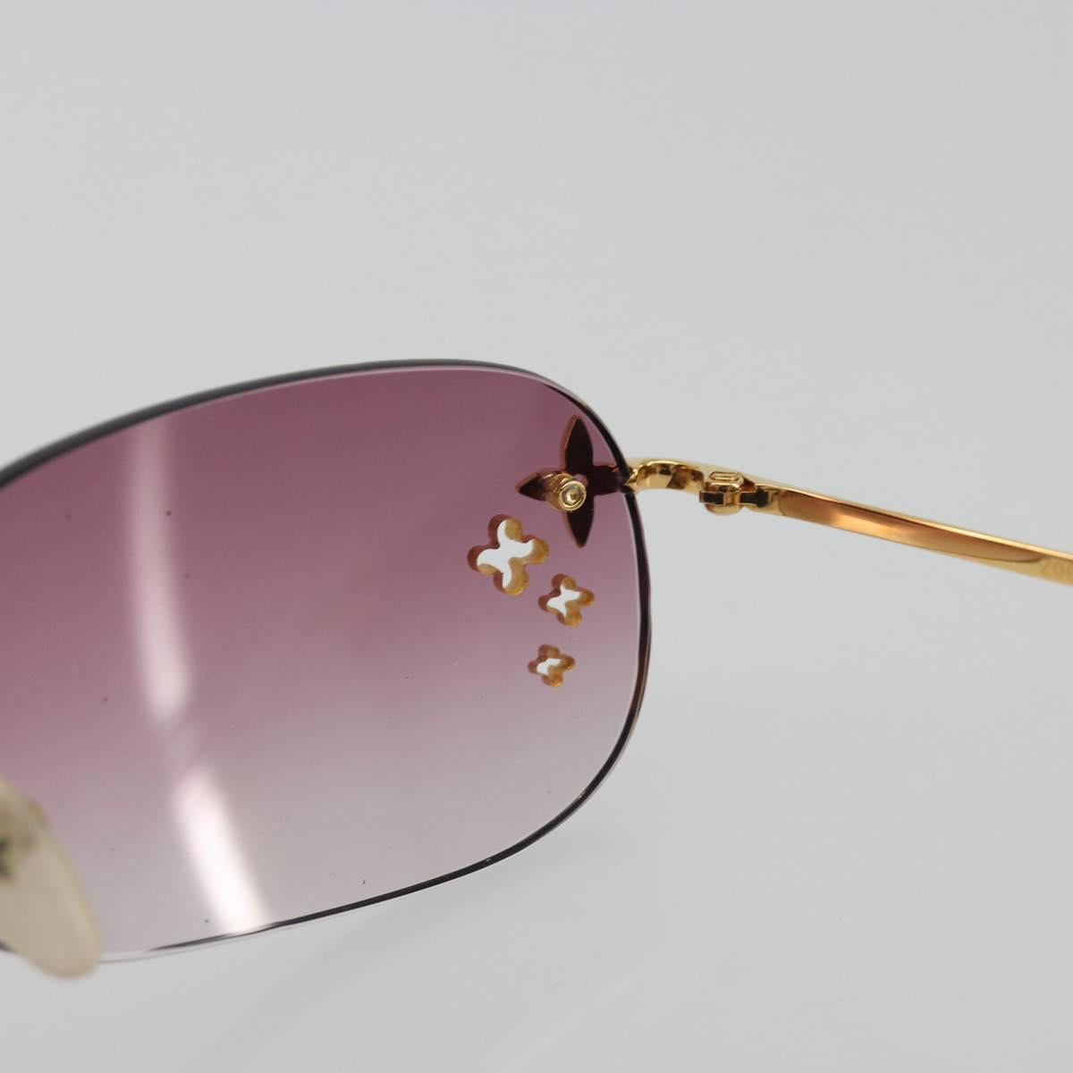 LOUIS VUITTON Desmayo Rectangle Sunglasses Metal Pink Gold Z0089U Auth ki6735M