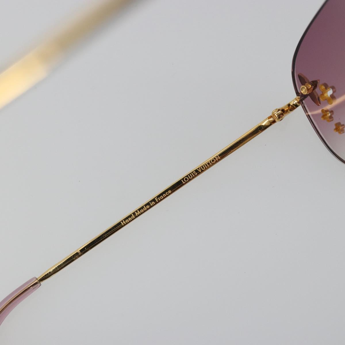 LOUIS VUITTON Desmayo Rectangle Sunglasses Metal Pink Gold Z0089U Auth ki6735M