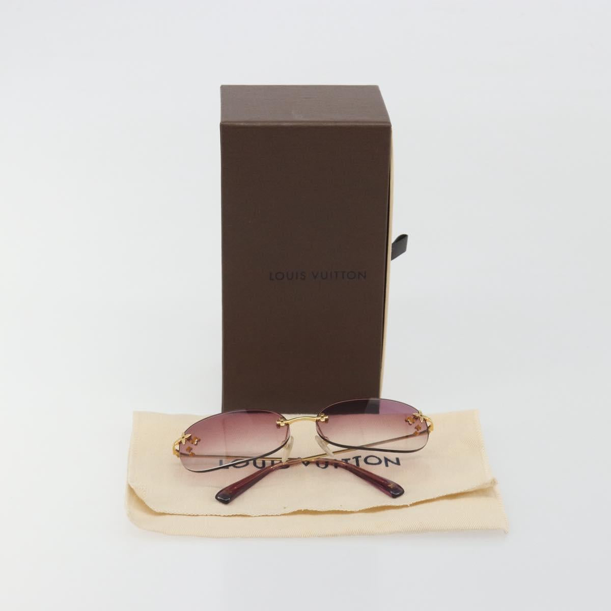 LOUIS VUITTON Desmayo Rectangle Sunglasses Metal Pink Gold Z0089U Auth ki6735M