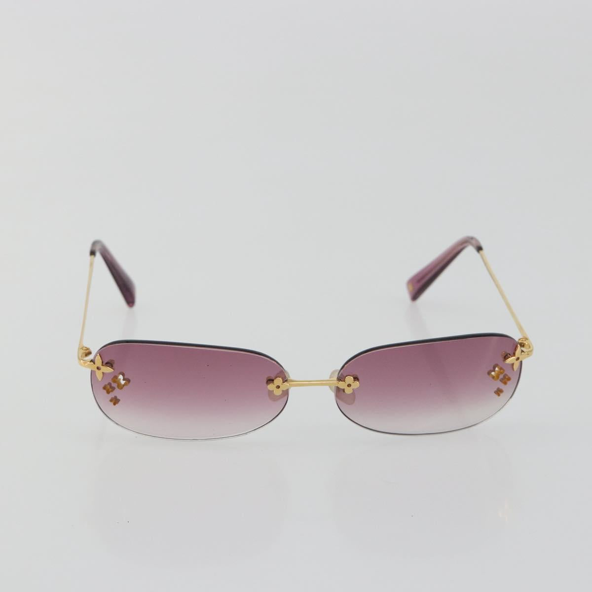 LOUIS VUITTON Desmayo Rectangle Sunglasses Metal Pink Gold Z0089U Auth ki6735M