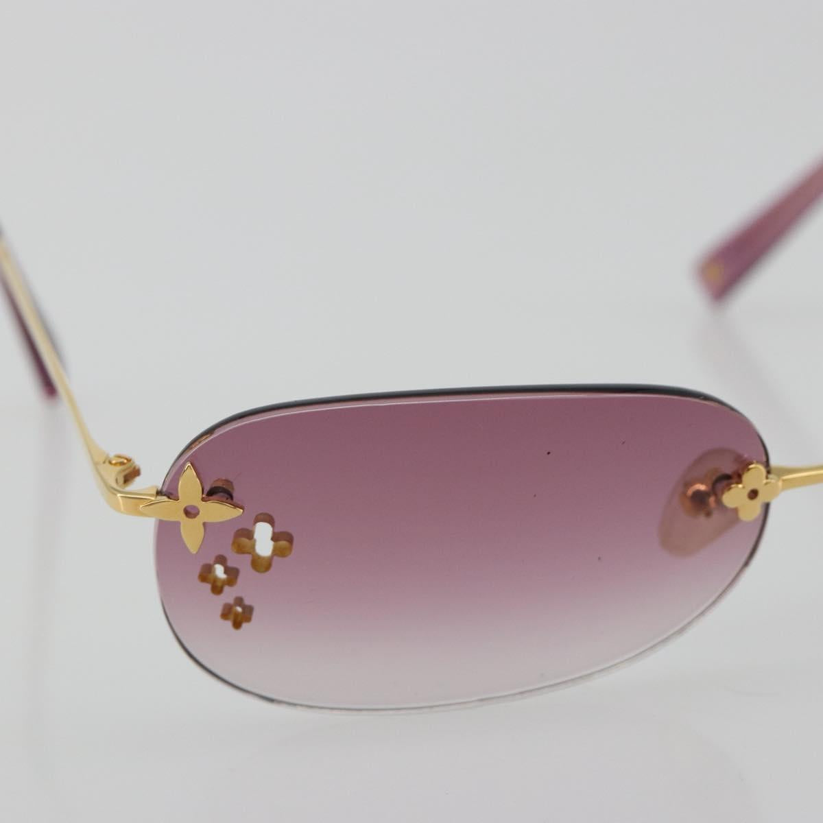 LOUIS VUITTON Desmayo Rectangle Sunglasses Metal Pink Gold Z0089U Auth ki6735M