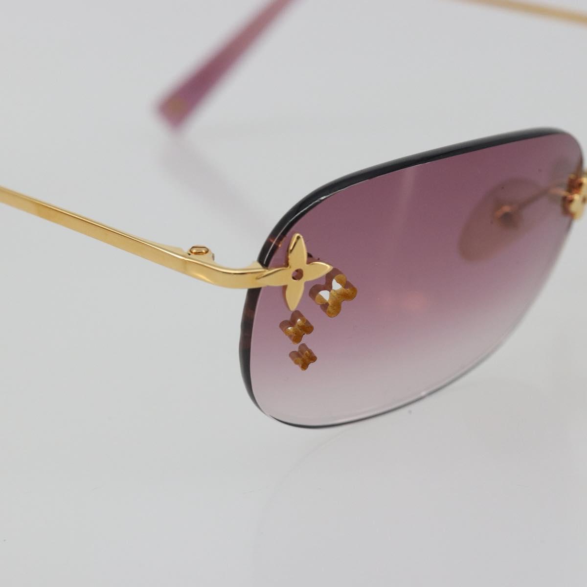 LOUIS VUITTON Desmayo Rectangle Sunglasses Metal Pink Gold Z0089U Auth ki6735M