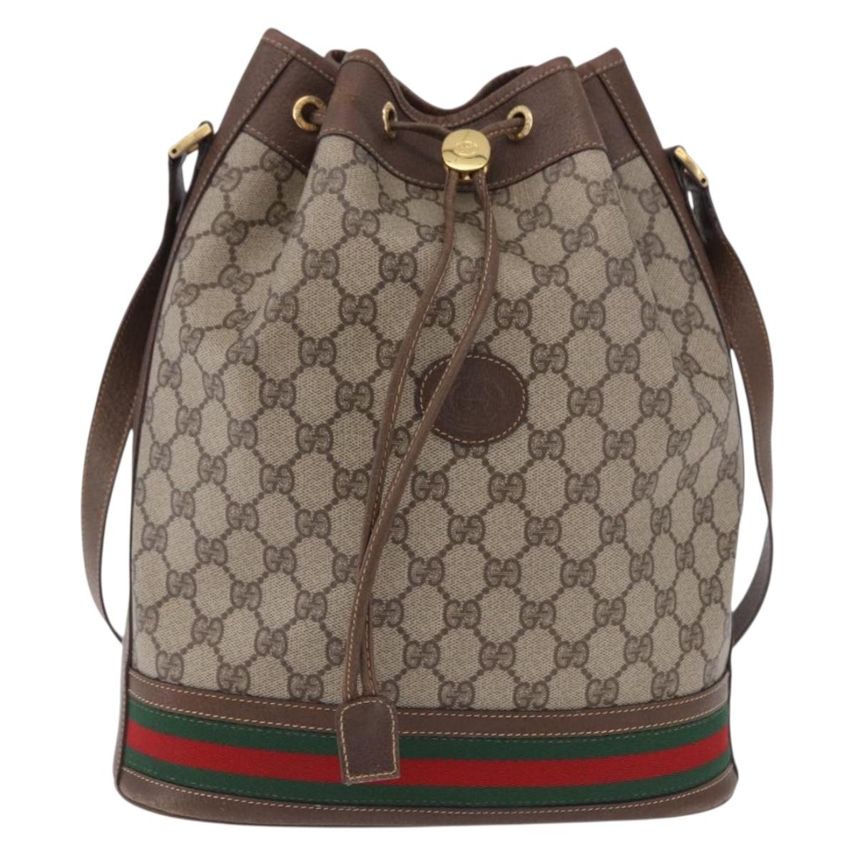 GUCCI GG Supreme Shoulder Bag PVC Leather Beige Gold 001.58.0035 Auth ki6736