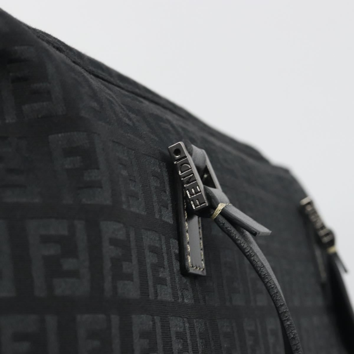 FENDI Zucchino Canvas Hand Bag Black Silver 8BH031 Auth ki6737