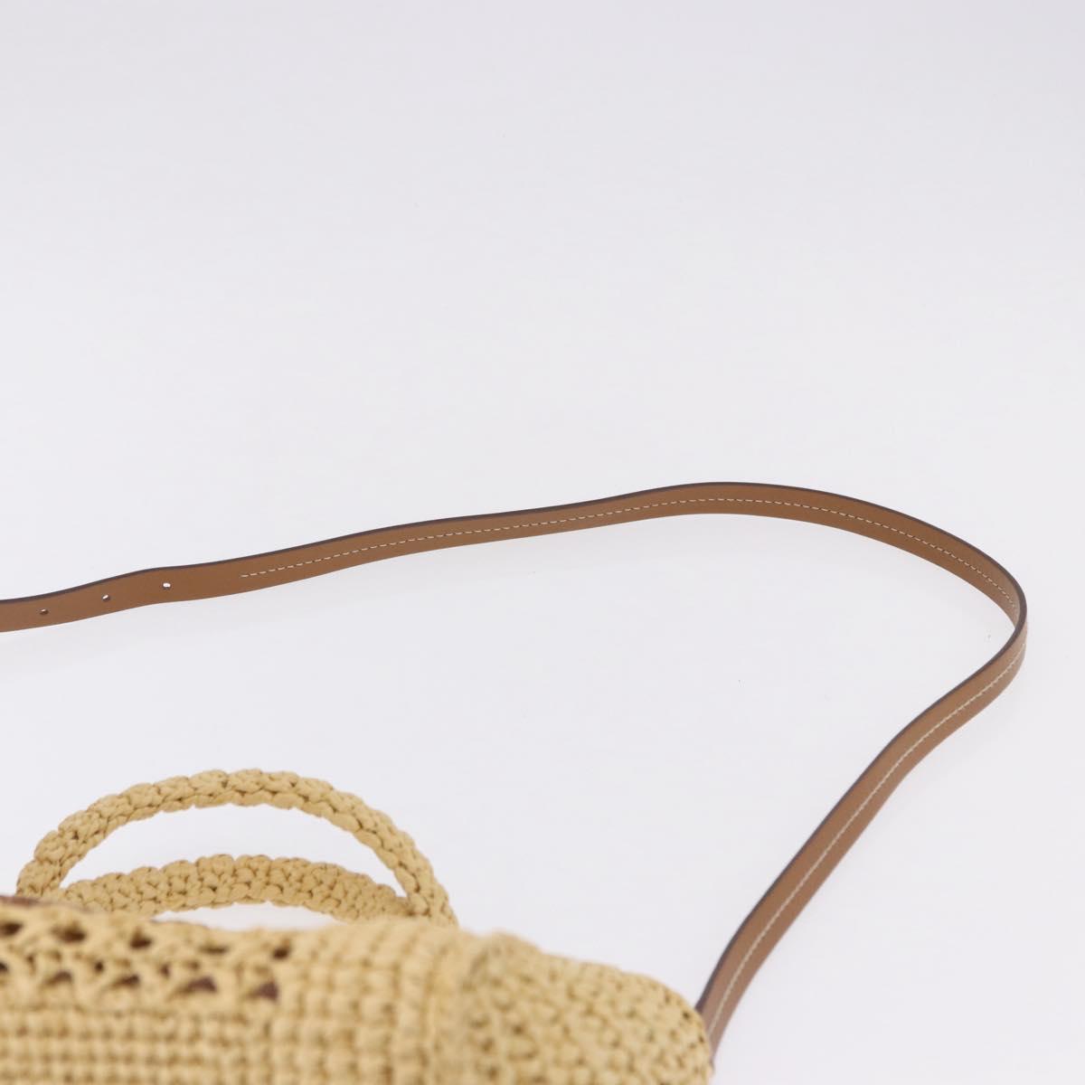 Miu Miu Woven Tote Bag Raffia 2way Beige Gold Tone Auth ki6738M