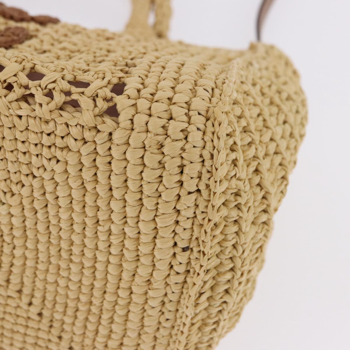 Miu Miu Woven Tote Bag Raffia 2way Beige Gold Tone Auth ki6738M