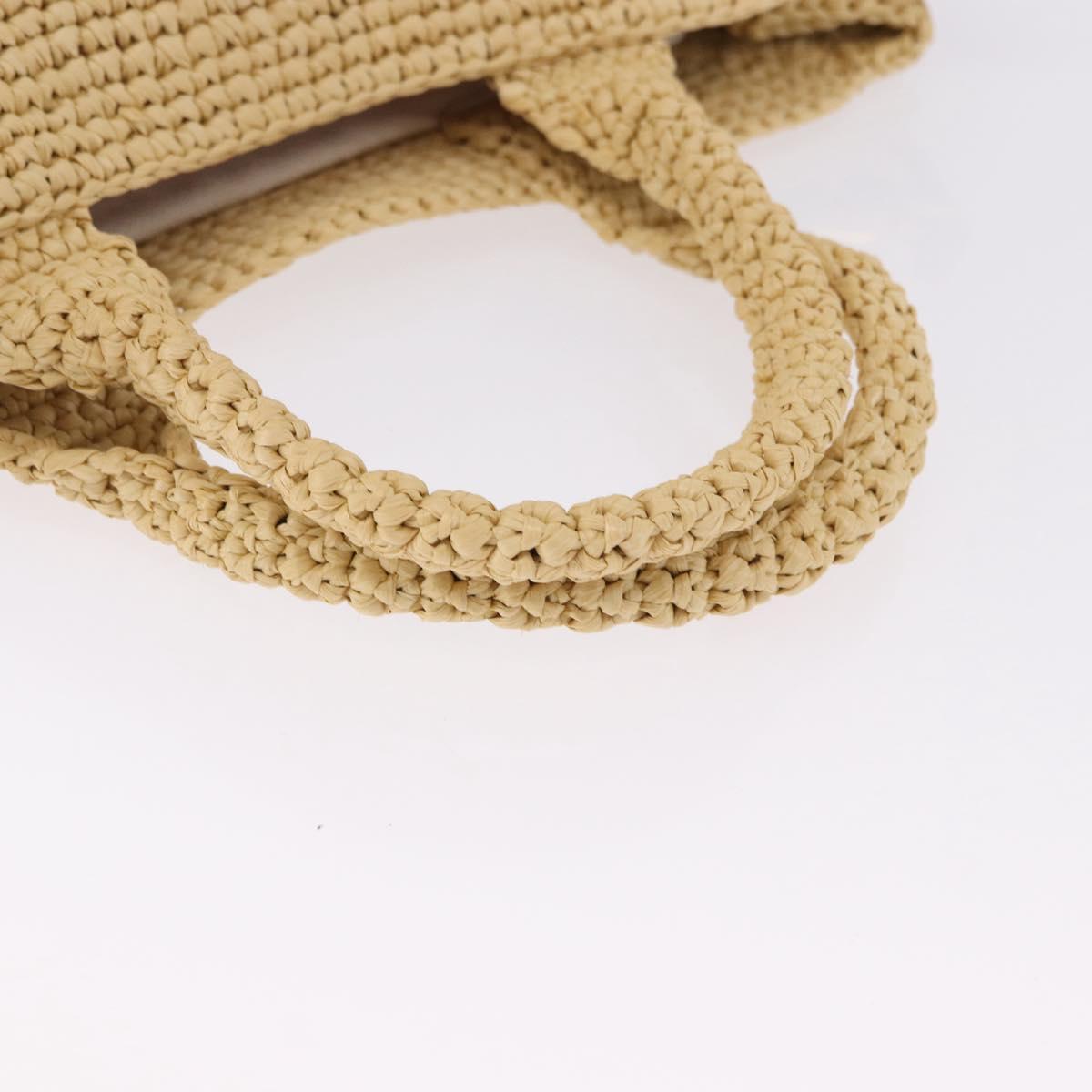 Miu Miu Woven Tote Bag Raffia 2way Beige Gold Tone Auth ki6738M