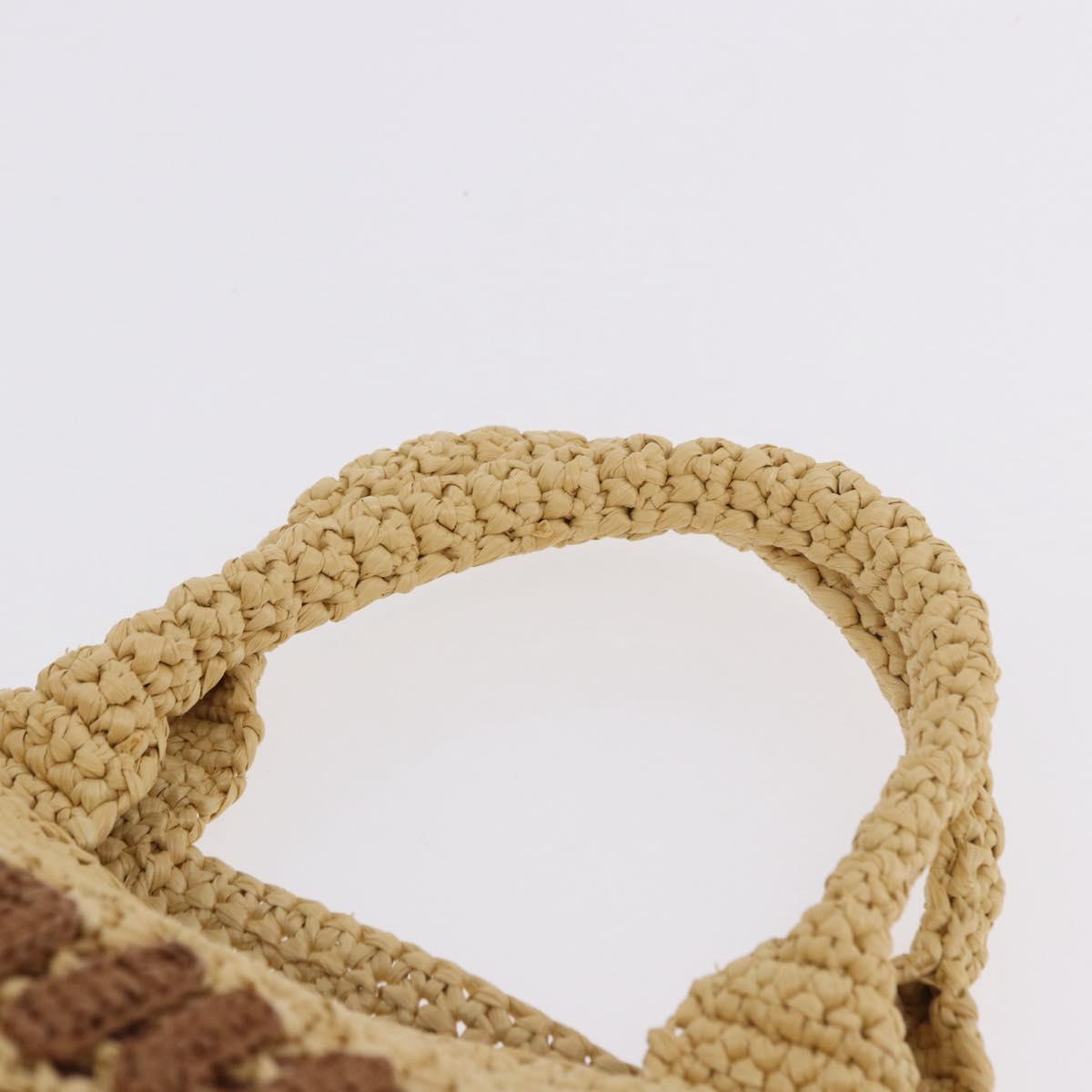 Miu Miu Woven Tote Bag Raffia 2way Beige Gold Tone Auth ki6738M