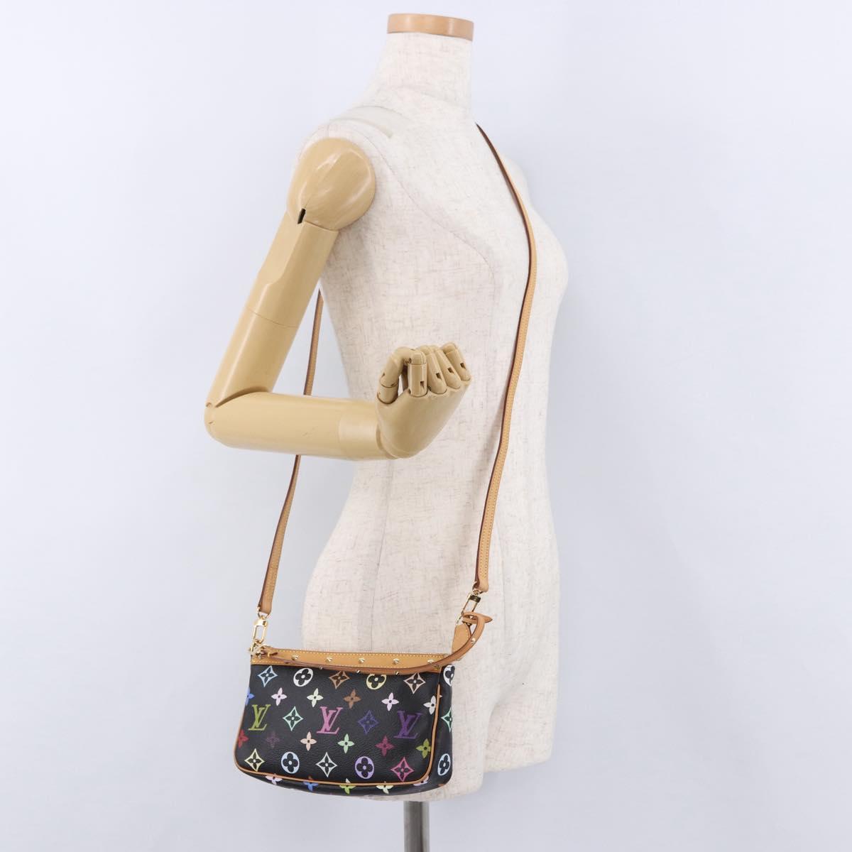 LOUIS VUITTON Monogram Multicolor Pochette Accessoires Black M92648 Auth ki6740M