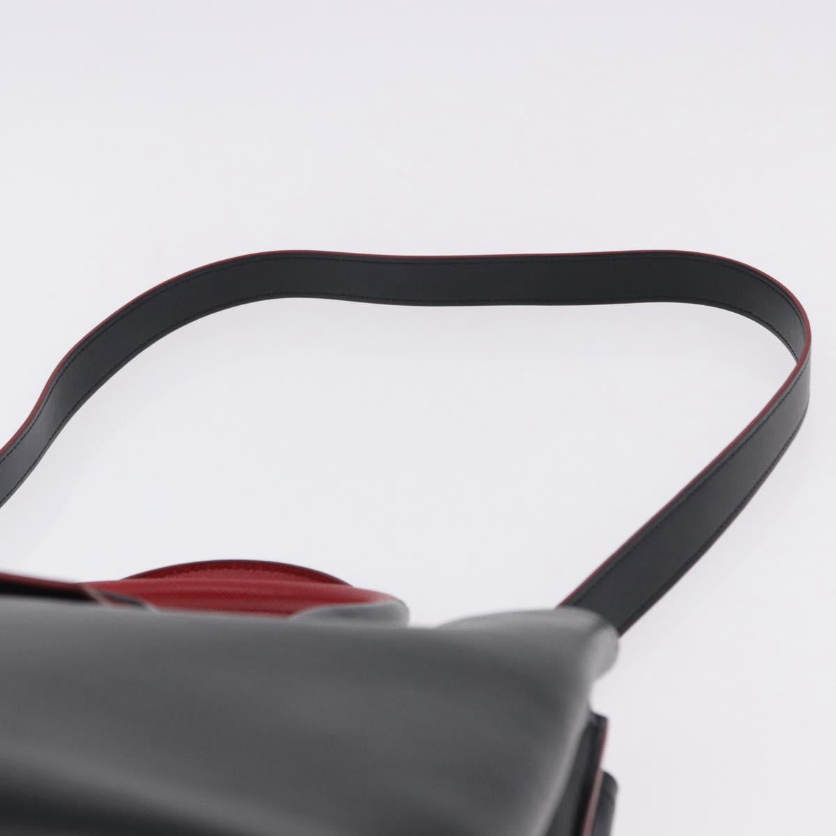 PRADA Hand Bag Leather 2way Black Silver Auth ki6745M