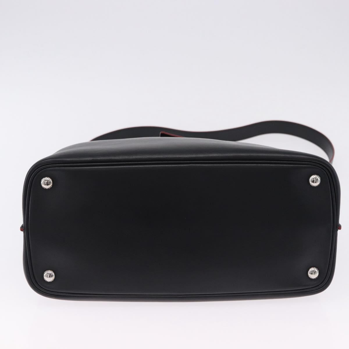 PRADA Hand Bag Leather 2way Black Silver Auth ki6745M