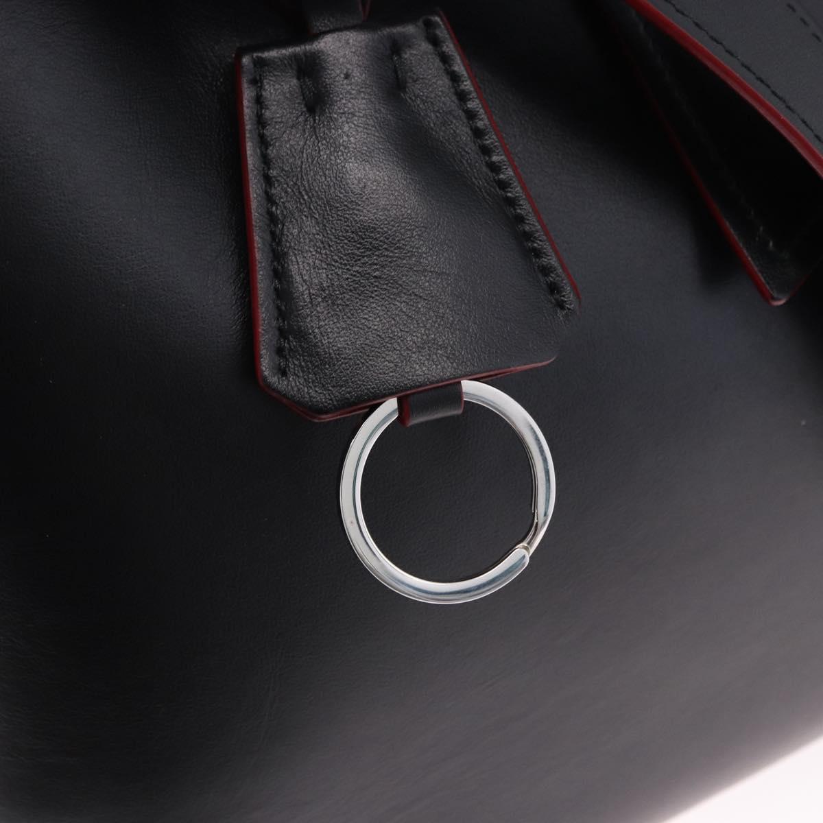 PRADA Hand Bag Leather 2way Black Silver Auth ki6745M