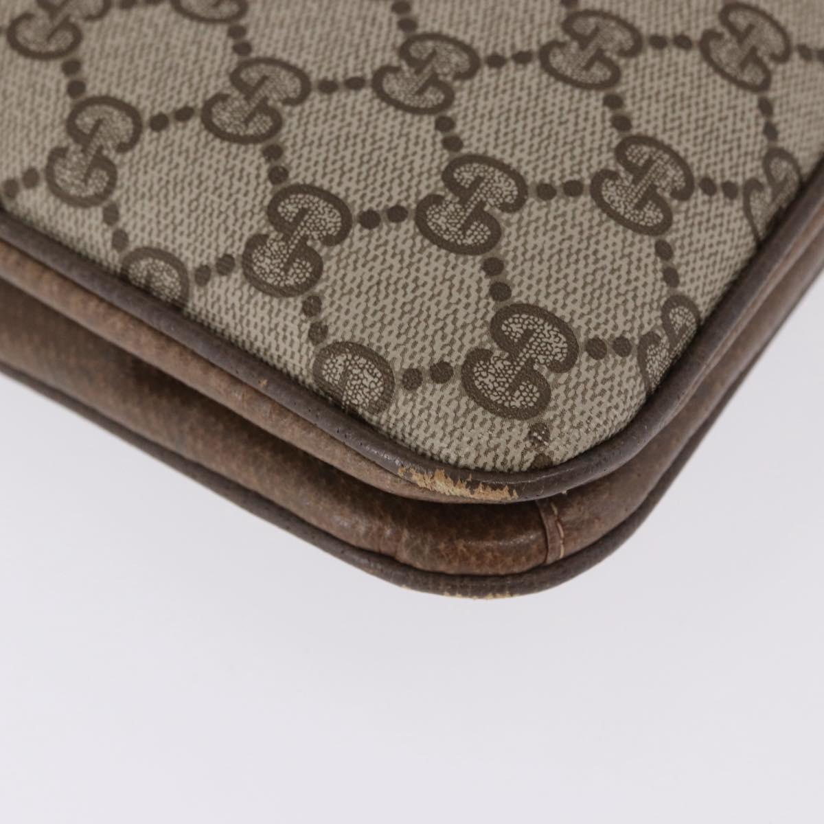 GUCCI GG Supreme Shoulder Bag PVC Beige Gold Auth ki6747