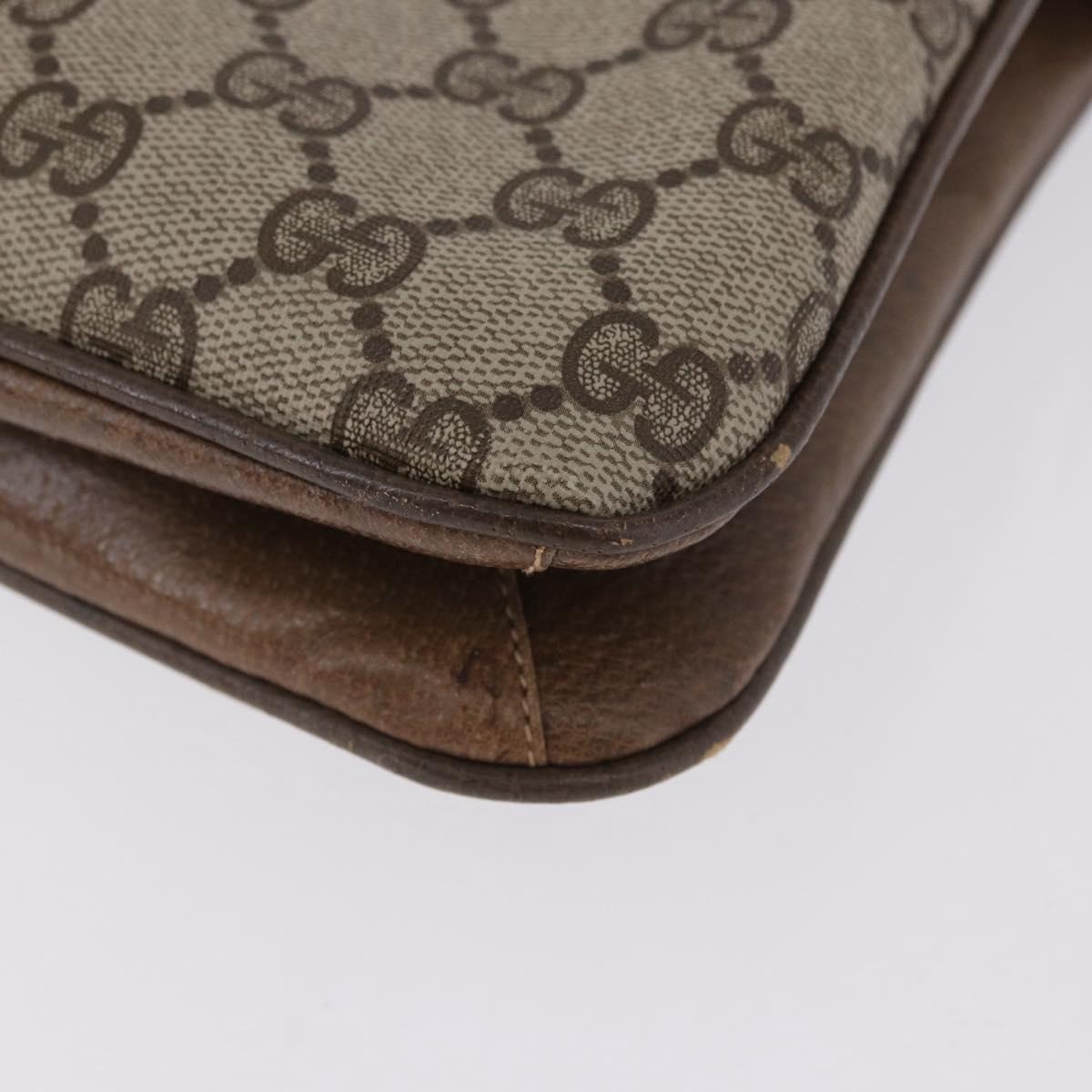 GUCCI GG Supreme Shoulder Bag PVC Beige Gold Auth ki6747