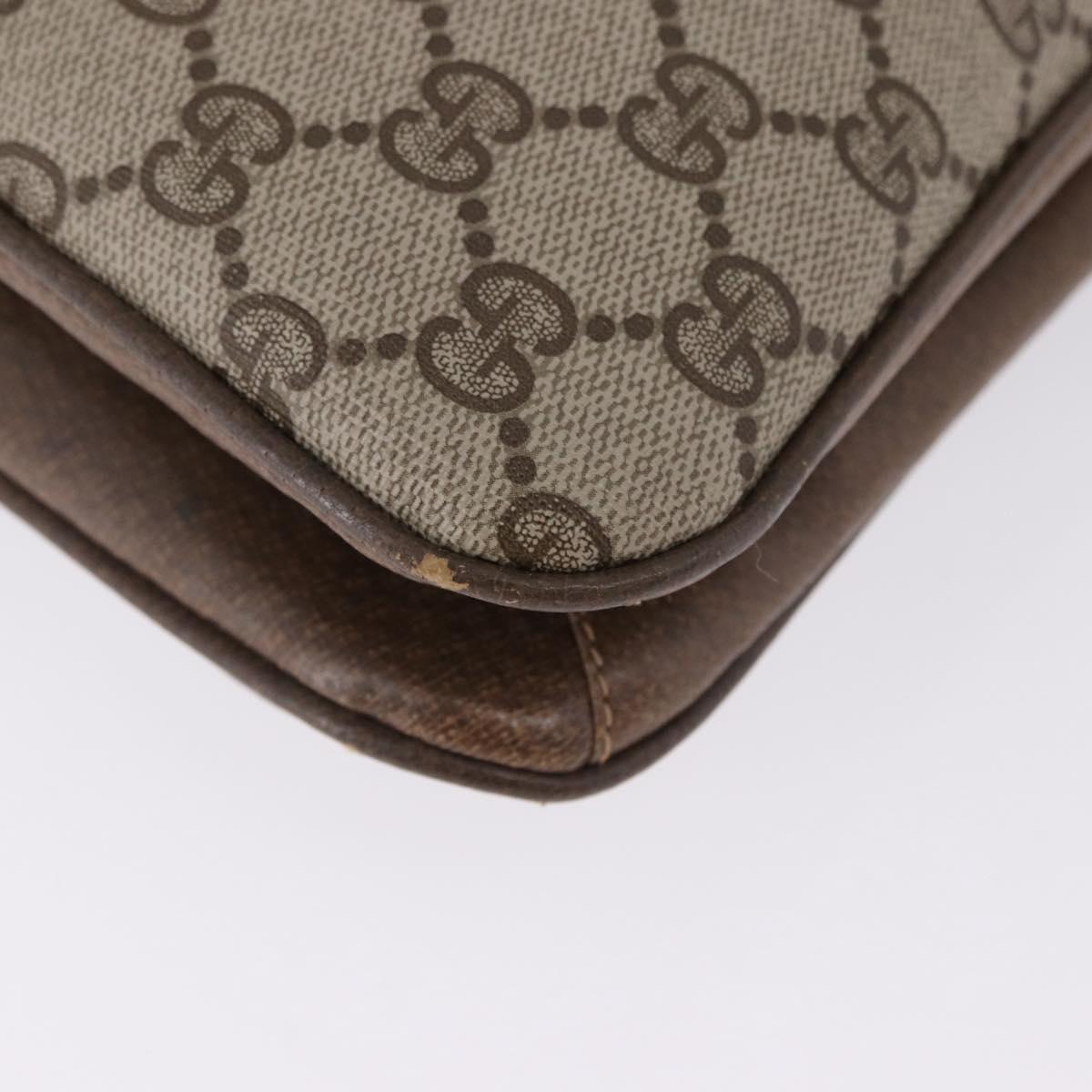 GUCCI GG Supreme Shoulder Bag PVC Beige Gold Auth ki6747